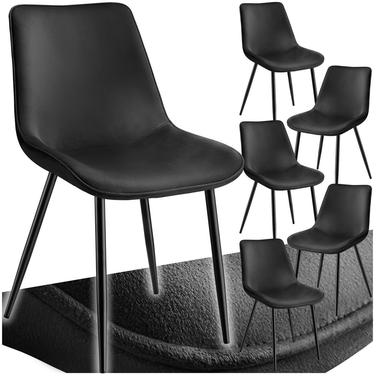 STUHL 6er Set Monroe 48 x 59 x 82 5 cm schwarz - Schwarz, Textil (48/82.5/59cm) - tectake