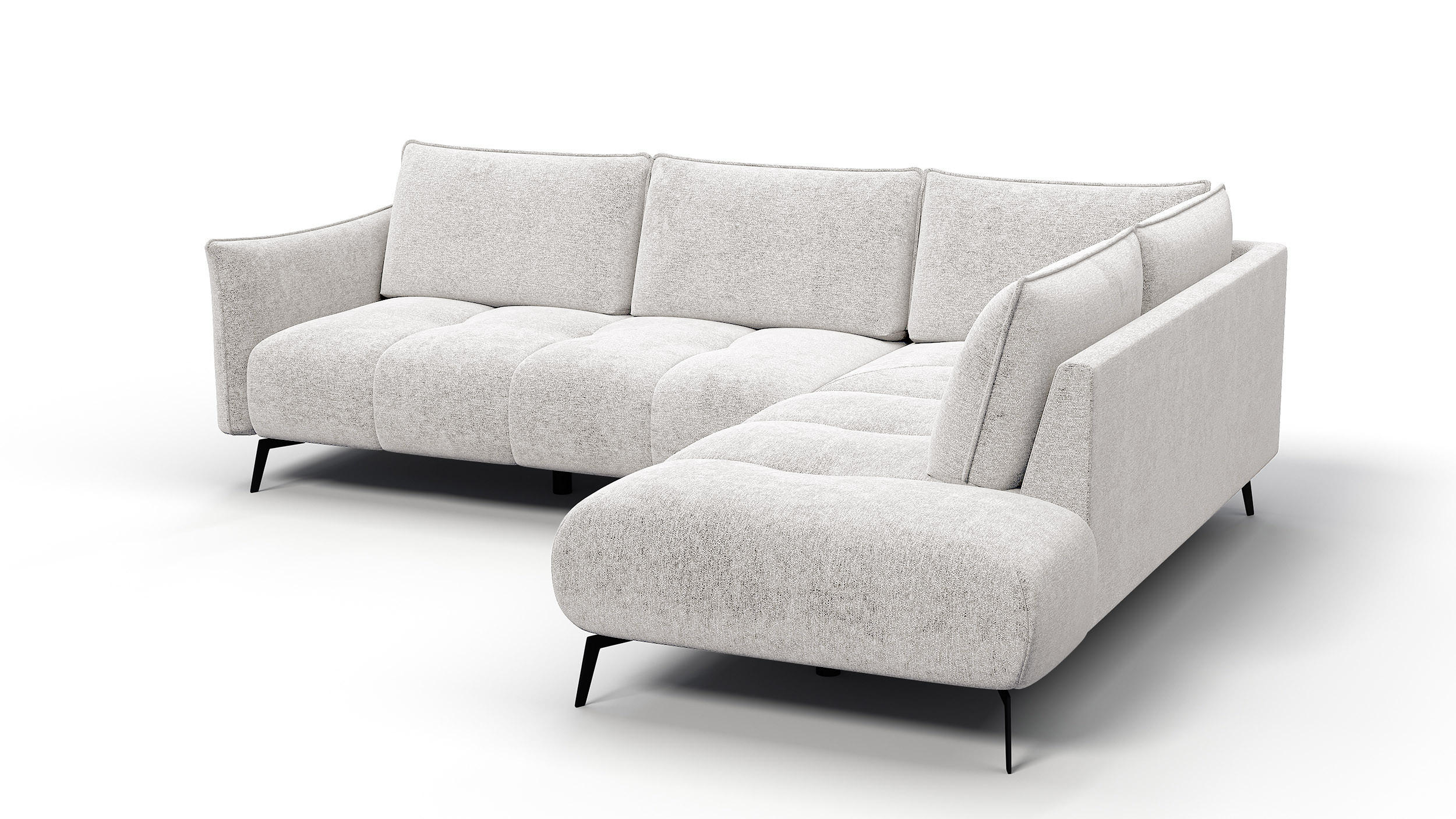 ECKSOFA AERA 5-Sitzer rechts, ecru - Ecru/Schwarz, Holz/Textil (268/206cm) - Courtois Laville