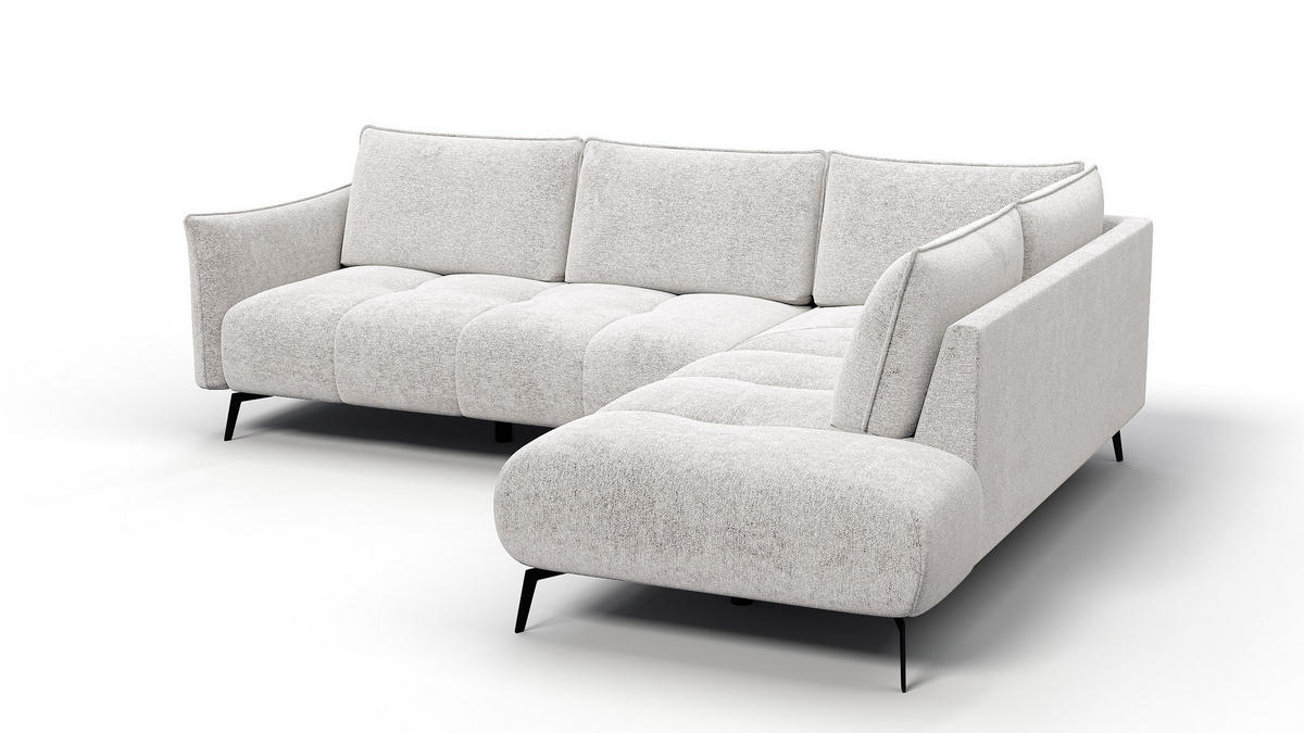 ECKSOFA AERA 5-Sitzer rechts, ecru - Ecru/Schwarz, Holz/Textil (268/206cm) - Courtois Laville