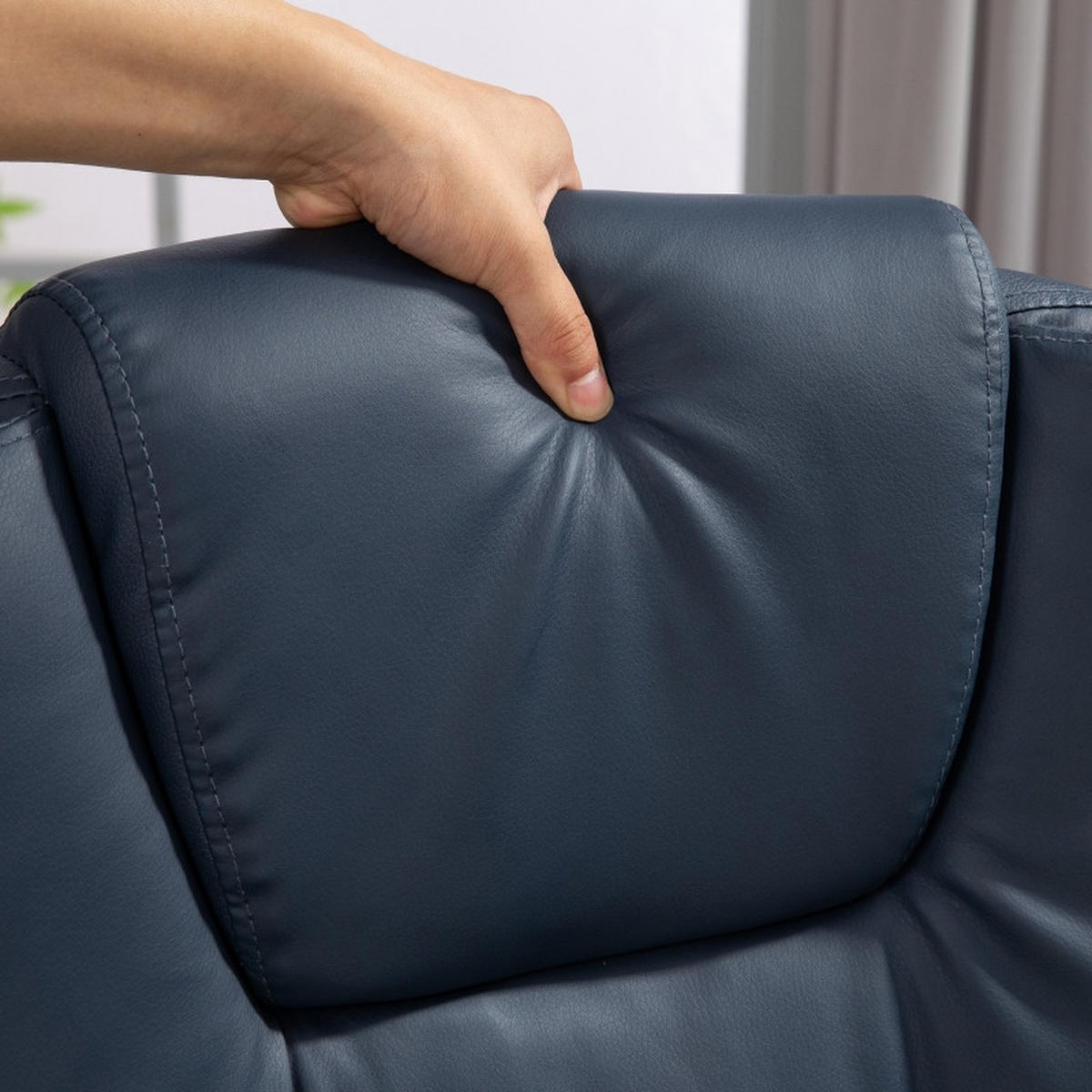 DREHSTUHL Blau mit Massagefunktion, Fußstütze und höhenverstellbar - Blau, Textil/Metall (67/121/67cm) - WISHDOR