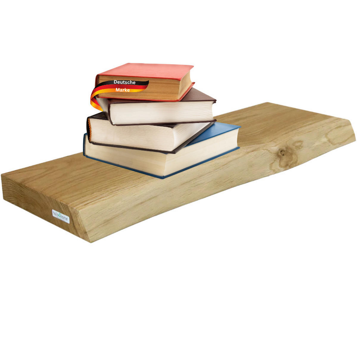 WANDREGAL Holz schwebend KYLO Eichenholz Massiv mit Baumkante 60x22x4 cm - Braun, Holz (60/4/22.2cm) - DELUKE