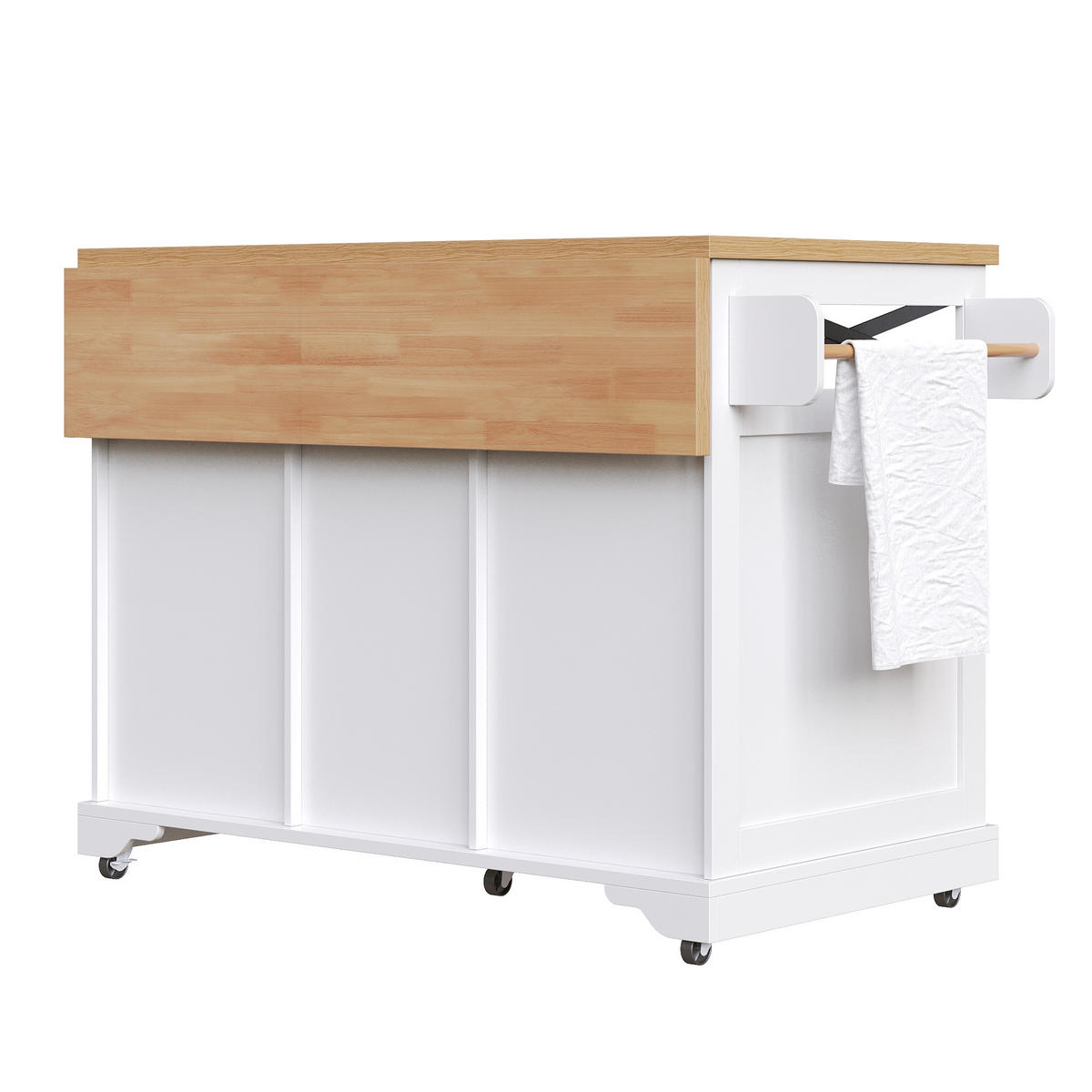 KÜCHENINSEL 120/43/98 cm weiß aus MDF mit klappbarer Platte - Weiß, Holzwerkstoff (120/98/43cm) - OKWISH