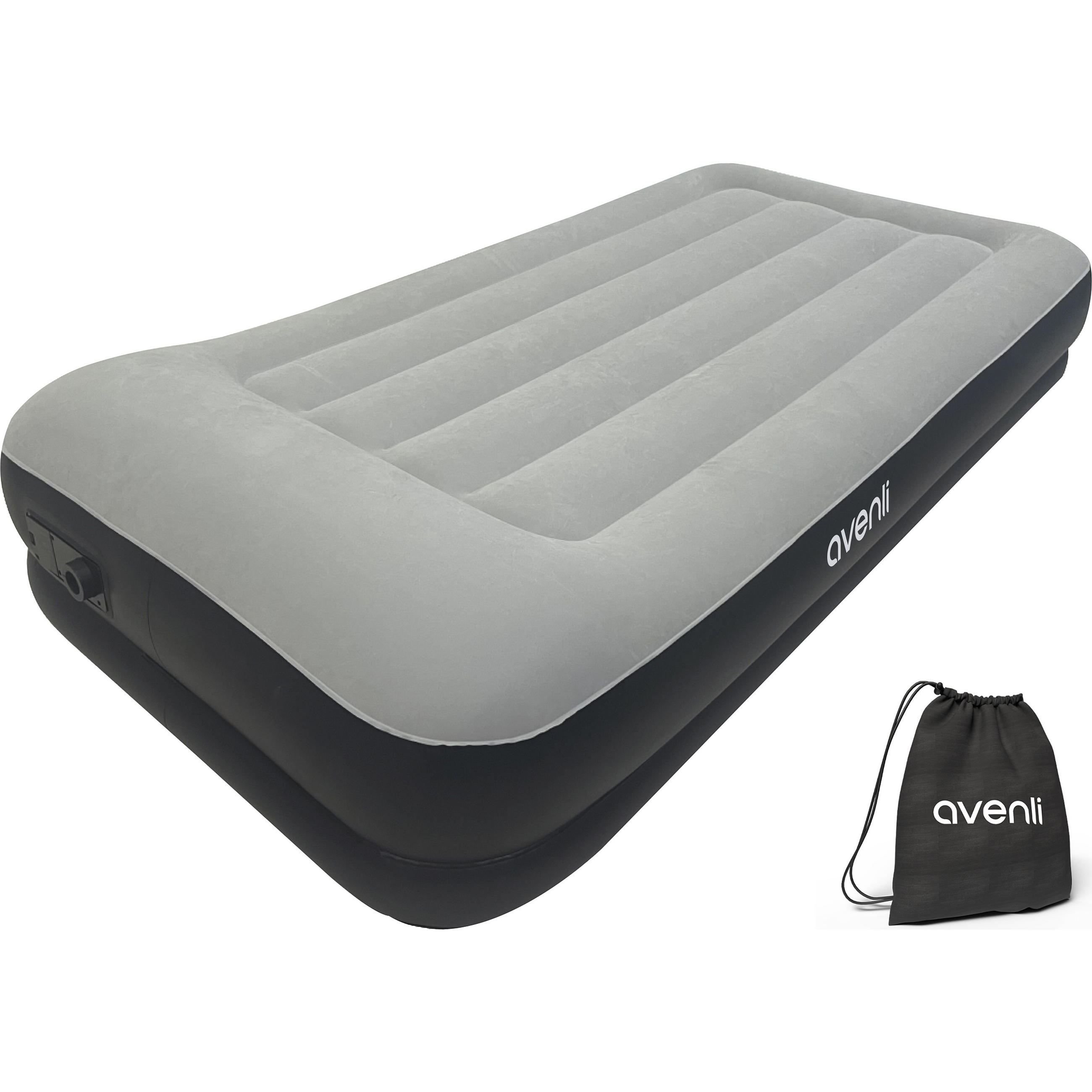 LUFTBETT Luftmatratze selbstaufblasend 191 x 99 x 36 cm mit integrierter Pumpe - Schwarz/Grau, Kunststoff (99/191cm) - Avenli