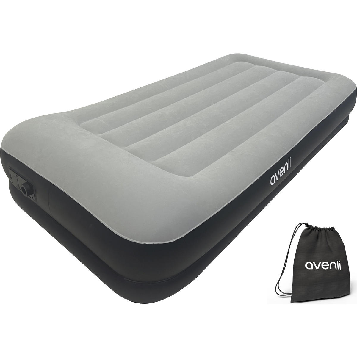 LUFTBETT Luftmatratze selbstaufblasend 191 x 99 x 36 cm mit integrierter Pumpe - Schwarz/Grau, Kunststoff (99/191cm) - Avenli