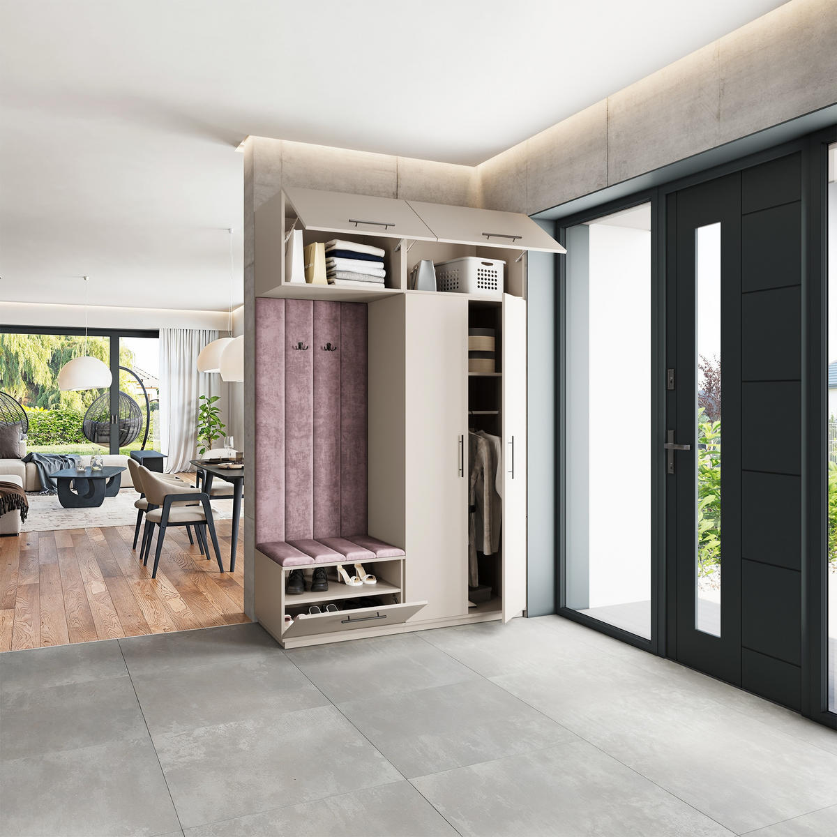 GARDEROBENSCHRANK REMA 150/240/60 cm Modern Garderobe-Set Kaschmir - Kaschmir/Lila, Holzwerkstoff (150/240/60cm) - MASSENO