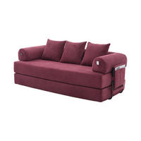 SOFA 3-Sitzer in Weinrot aus Cord mit modularem Design und Metallrahmen - Weinrot, Holzwerkstoff/Textil (200/67/94cm) - CHICFURN