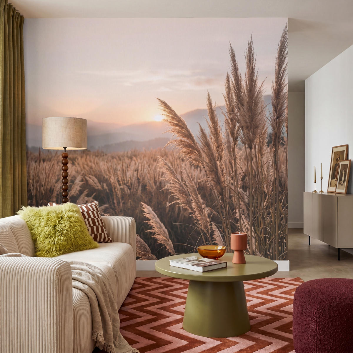 TAPETE - Gras - Feld - Sonne - Natur - 240x220 cm - Sandfarben, Papier (240/220cm) - OnlyWow