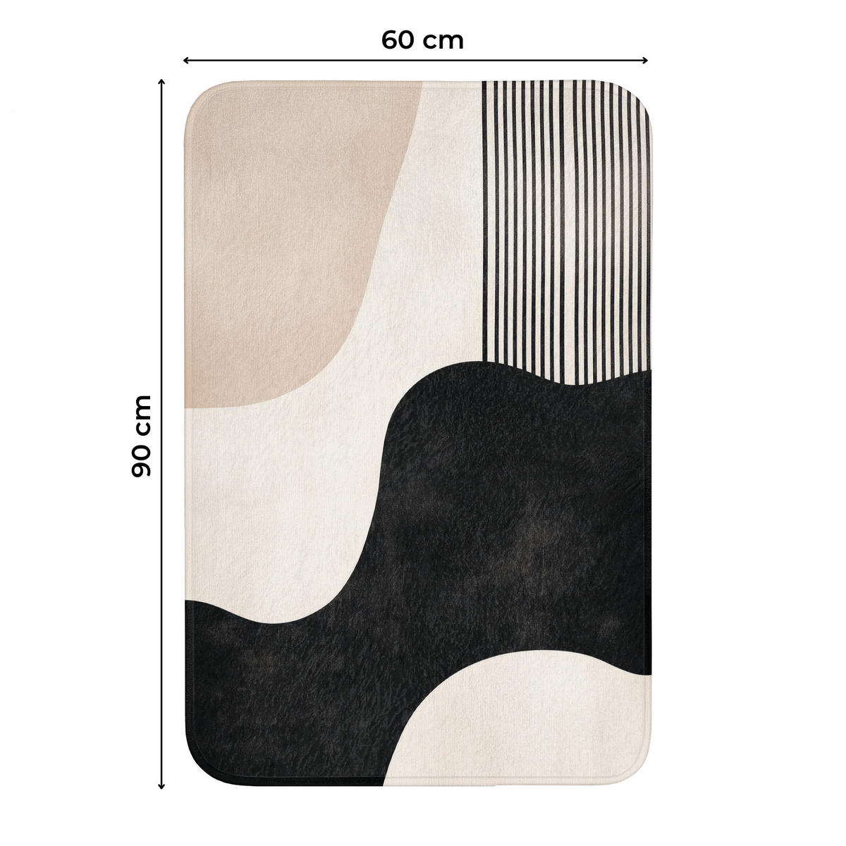 WC-VORLEGER Abstrakt - Japandi - Beige - Modern Toilettenvorleger 60x90 cm - Beige, Kunststoff/Textil (60/1cm) - OnlyWow