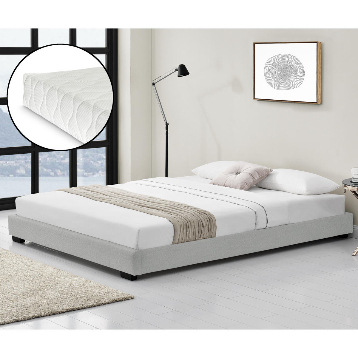 POLSTERBETT Solingen mit Matratze - Weiß, Textil (180/200cm) - Corium