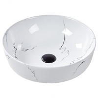 AUFSATZWASCHBECKEN Weißer Marmor 42 cm Keramik Hopi - Weiß, Keramik (42/14/42cm) - Beliani