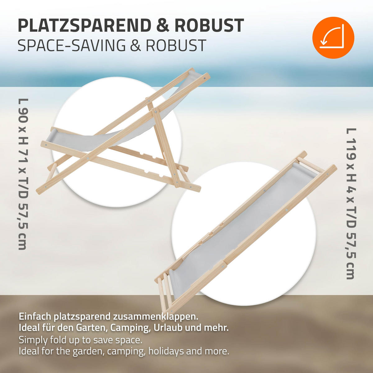 LIEGESTUHL 5er Set Hellgrau - Hellgrau, Holz (57.5/83/100cm) - ECD-Germany