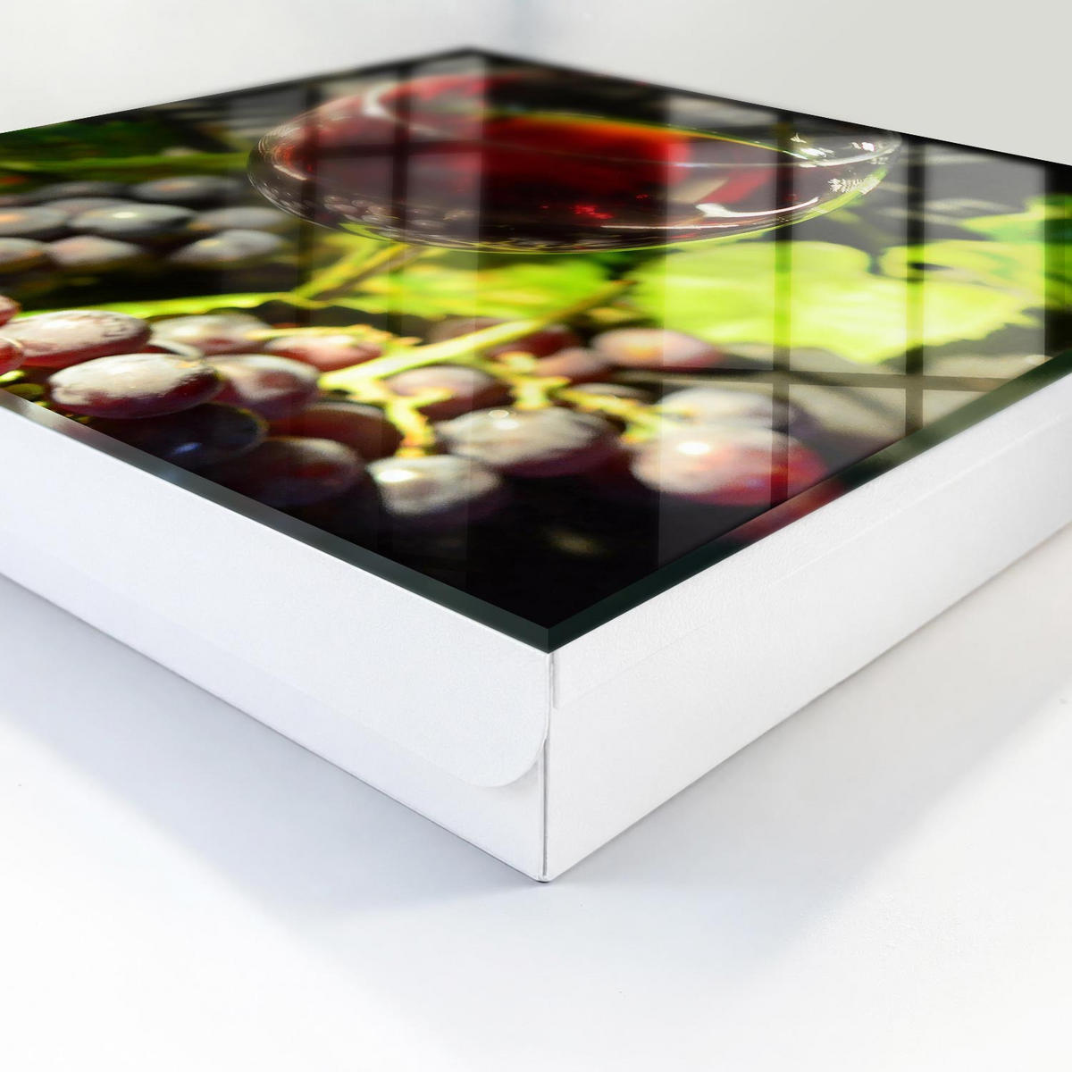 SCHLÜSSELBOX Weiß 30x30 cm – Türöffnung nach rechts - Trauben und Wein - Rot, Metall (30/30/5cm) - TULUP