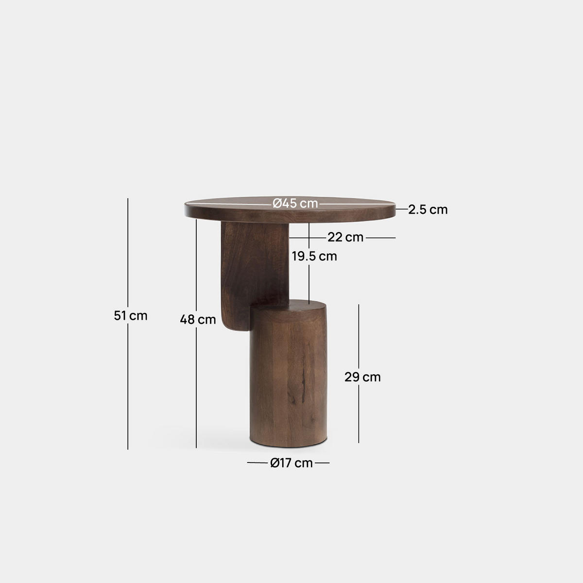 BEISTELLTISCH Munk Walnuss 45 cm x 51 cm - Walnussfarben, Holz (45/51/45cm) - Klast Home