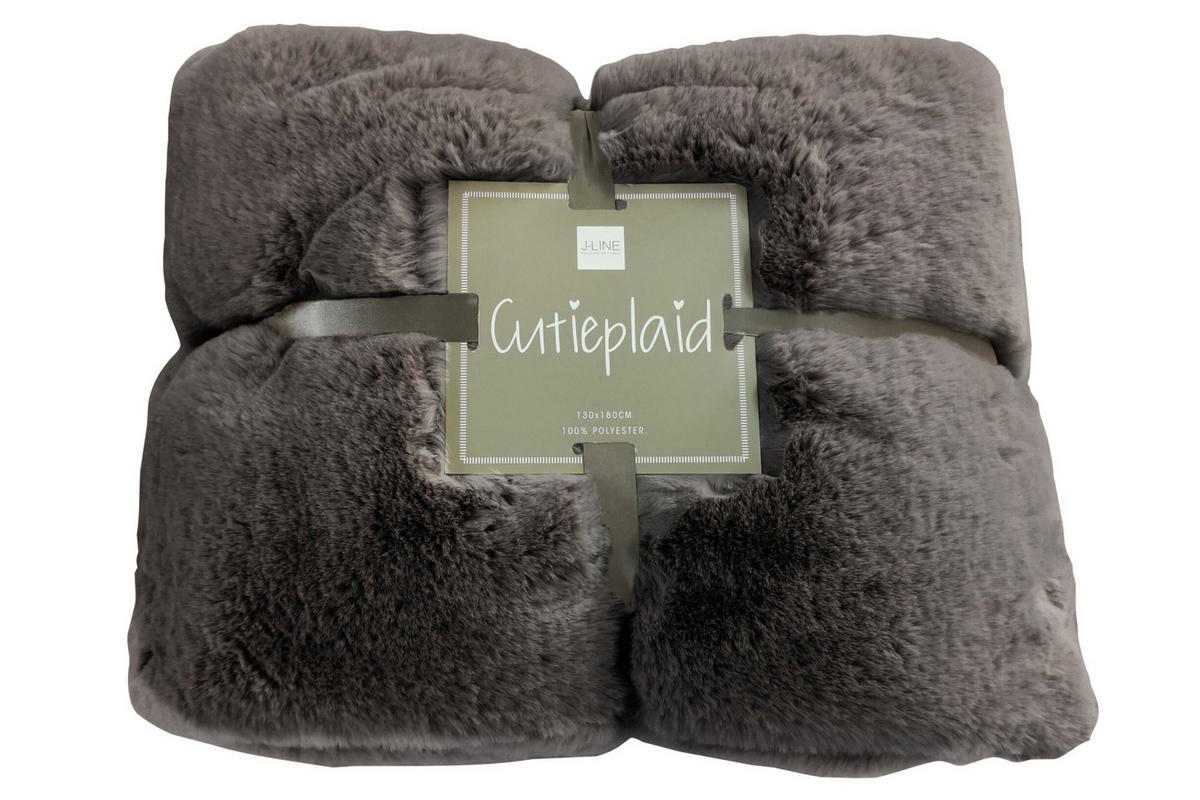 PLAID CUTIE - Plüsch - Dunkelgrau - 180/130/3 cm - Grau, Textil (130/180cm) - J-Line