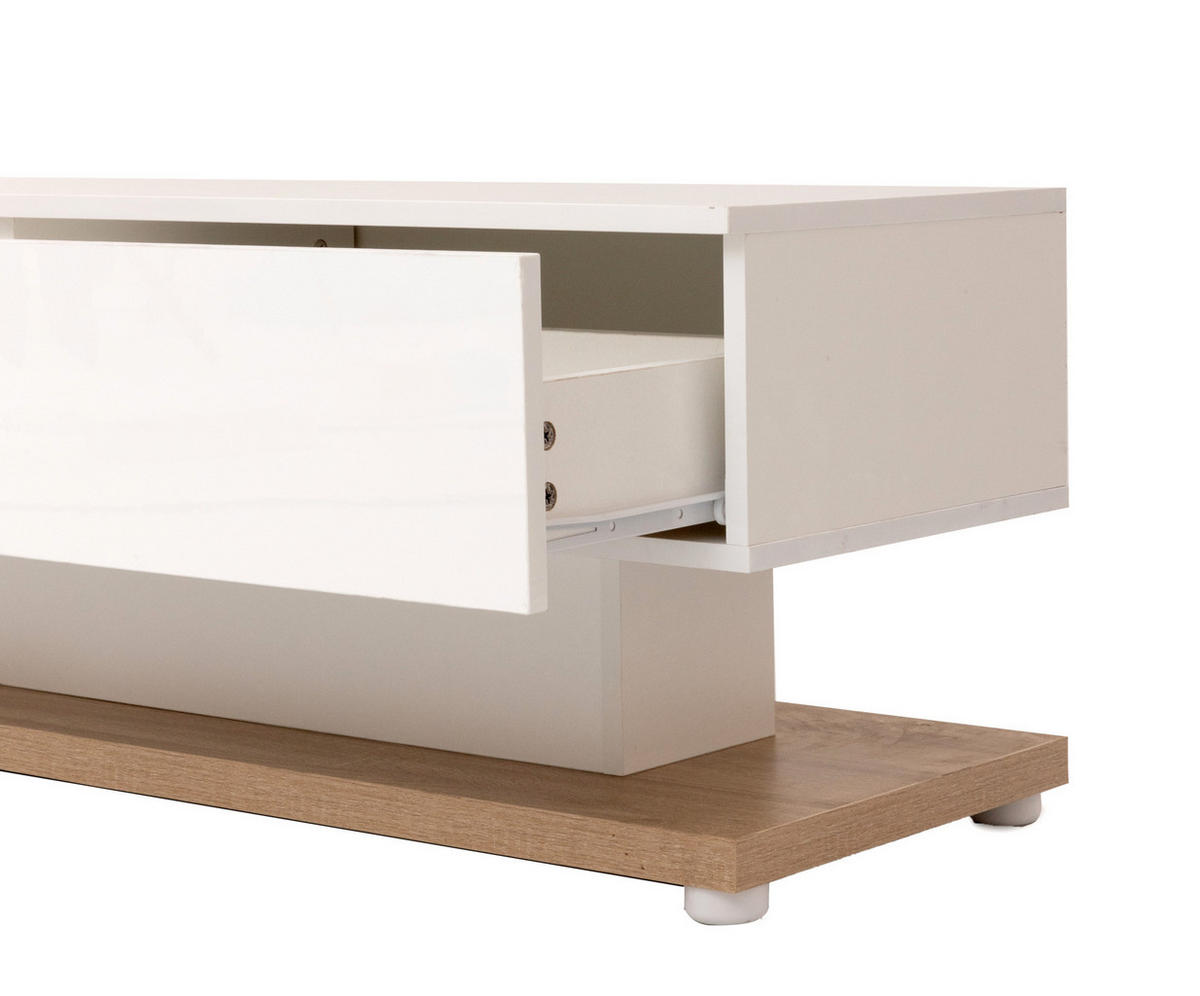 LOWBOARD 170/36/38 cm in Weiß und Holzfarben aus Spanplatte mit LED-Beleuchtung - Weiß, Holzwerkstoff (36/38/170cm) - OKMYHOME