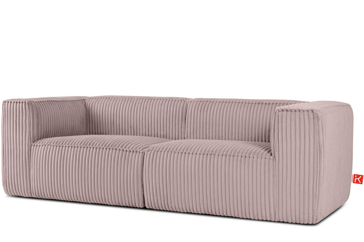3-SITZER-SOFA FEROX Modern, Cord-Stoff, rosa - Pink, Textil (246/73/96cm) - KONSIMO®