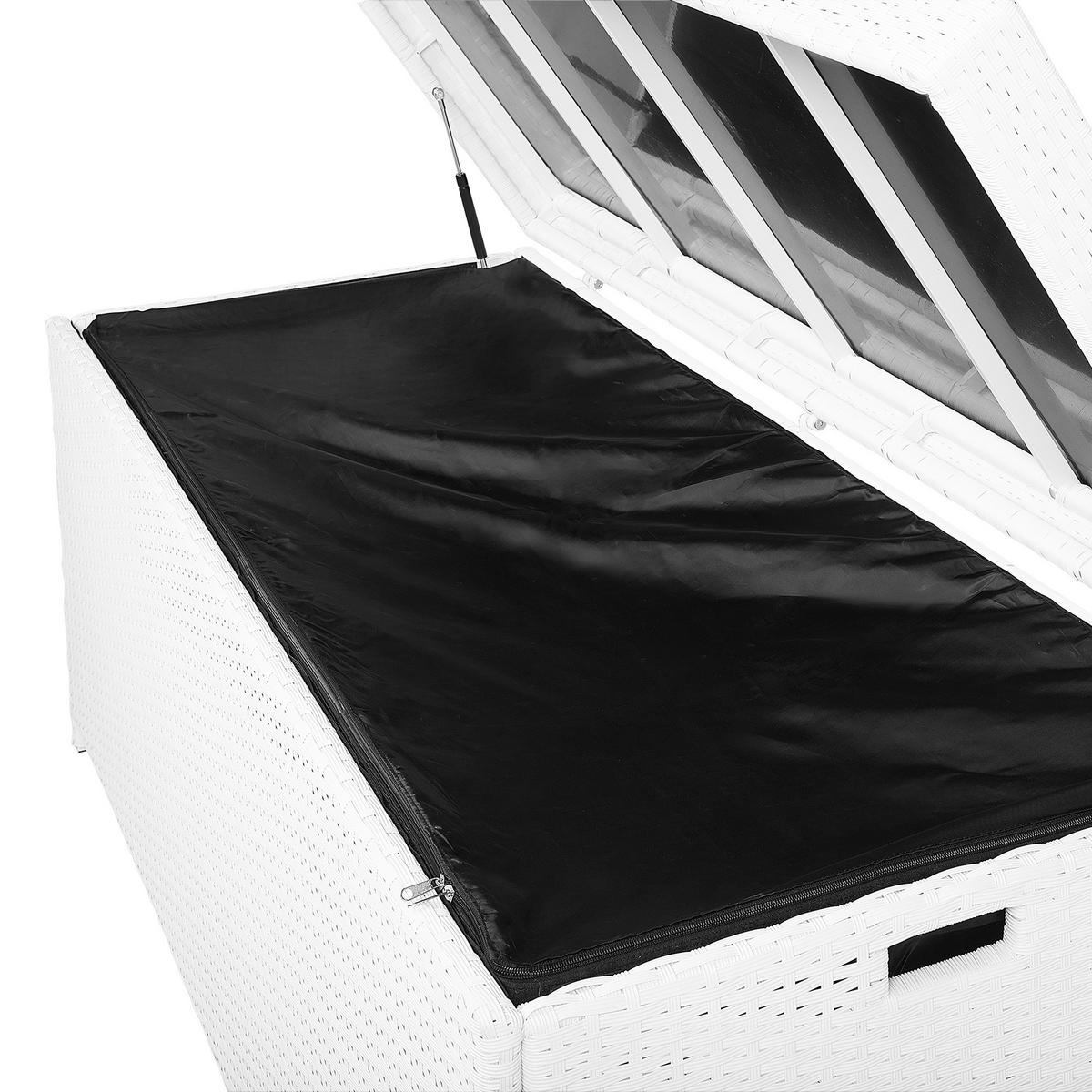 AUFLAGENBOX Rattan weiß 158/63 cm Modena - Weiß, Kunststoff (158/66/63cm) - Beliani