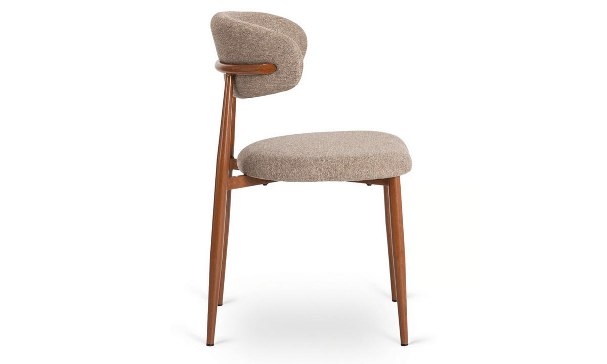 POLSTERSTUHL VITO 48/50/80 cm Nussbaum/Beige - Beige/Nussbaumfarben, Textil/Metall (48/80/50cm) - Lookway