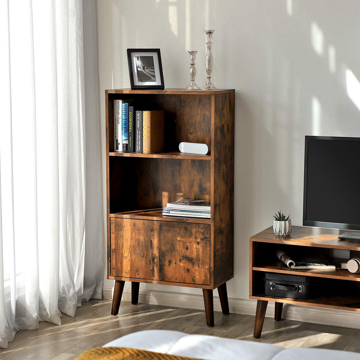 BÜCHERSCHRANK BÜROSCHRANK - Schwarz, Holzwerkstoff (30/120/60cm) - Hansiro