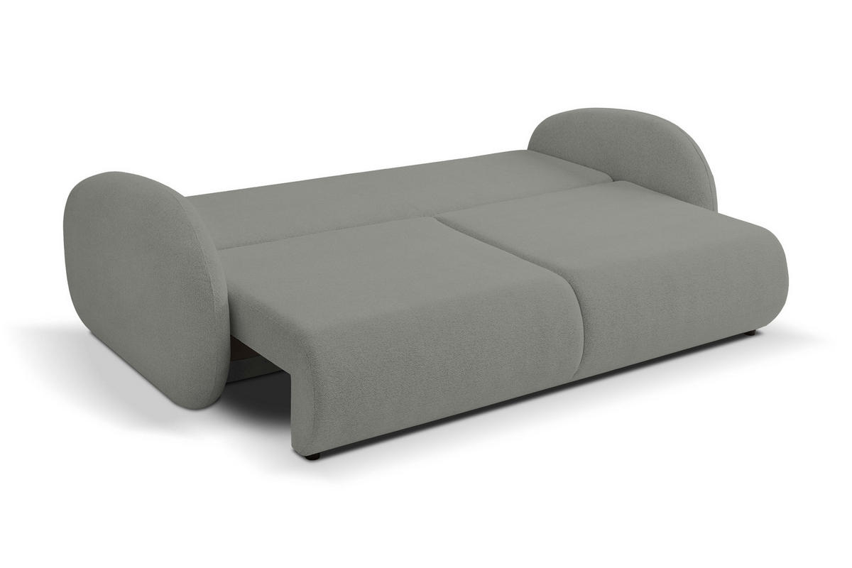 SOFA LOOP Schlaffunktion & Bettkasten PUR-Schaum Schwarze Kunststofffüße skandinavischer Stil lose Rückenkissen freistehend 234x112x86 cm Dark grey - Dunkelgrau, Holz/Textil (234/86/112cm) - DomoHome