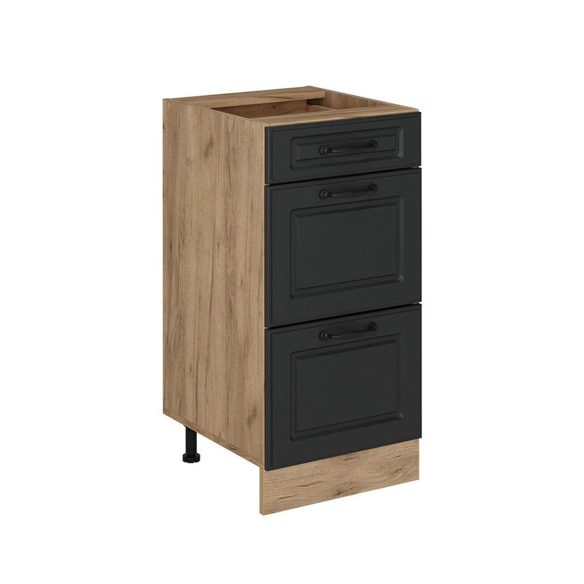 KÜCHENUNTERSCHRANK R-Line Anthrazit Landhaus 40 cm mit Schubladen, ohne Arbeitsplatte - Honigeiche/Anthrazit, Holzwerkstoff (40/81.6/46cm) - Vicco