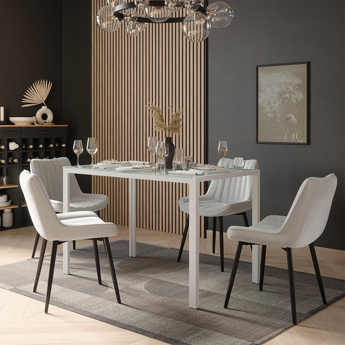 ESSTISCH Grand, Weiß/Weiß, 120 x 70 cm - Weiß, Glas (70/120/74.5cm) - Vicco