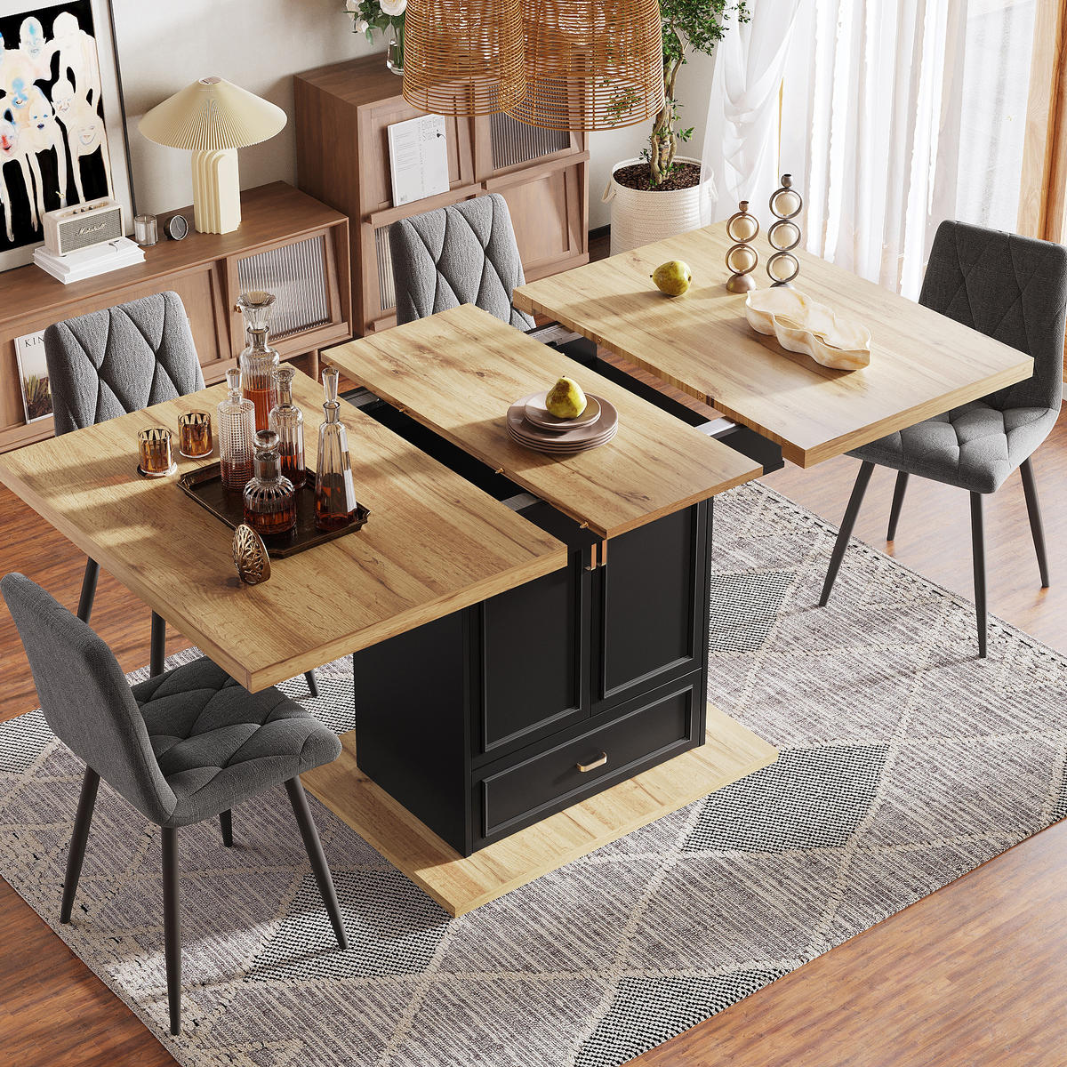 ROZKLÁDACÍ jídelní stůl 110-140/80/75 cm s úložným prostorem, odolnou MDF deskou a stabilní základnou, Přírodní dřevo - přírodní, kompozitní dřevo (110/80/75cm) - Redom