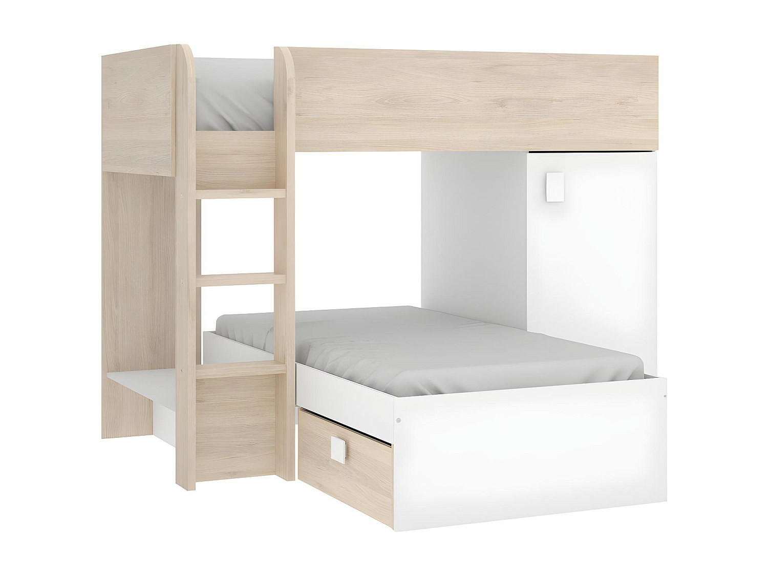ETAGENBETT - 2 -Sitzer - Holzspan - naturfarben hell, weiß - RICARDO - Naturfarben, Holz (111/255cm) - Vente-Unique