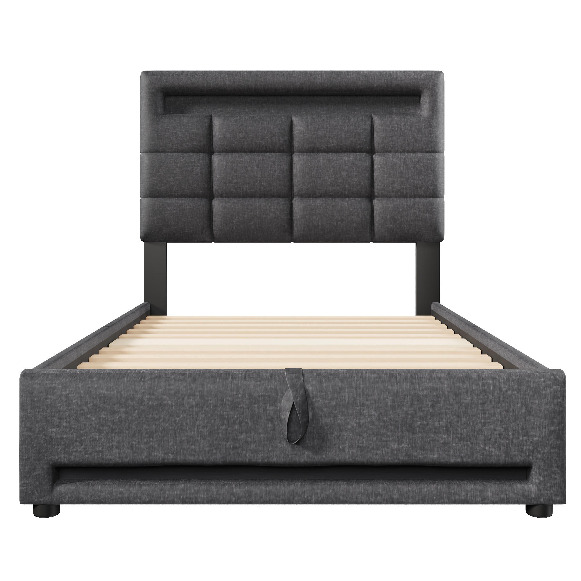 POLSTERBETT mit LED und USB Grau 90x200 cm Textil - Grau, Textil (90/200cm) - SONNENH