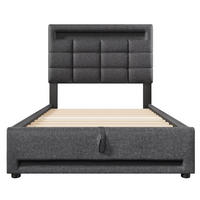 POLSTERBETT mit LED und USB Grau 90x200 cm Textil - Grau, Textil (90/200cm) - SONNENH