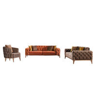 SITZGARNITUR Roma Braun-Terracotta Stellvariante:2+2+1 - Grau, Holz (180/81/103cm) - Villa Möbel