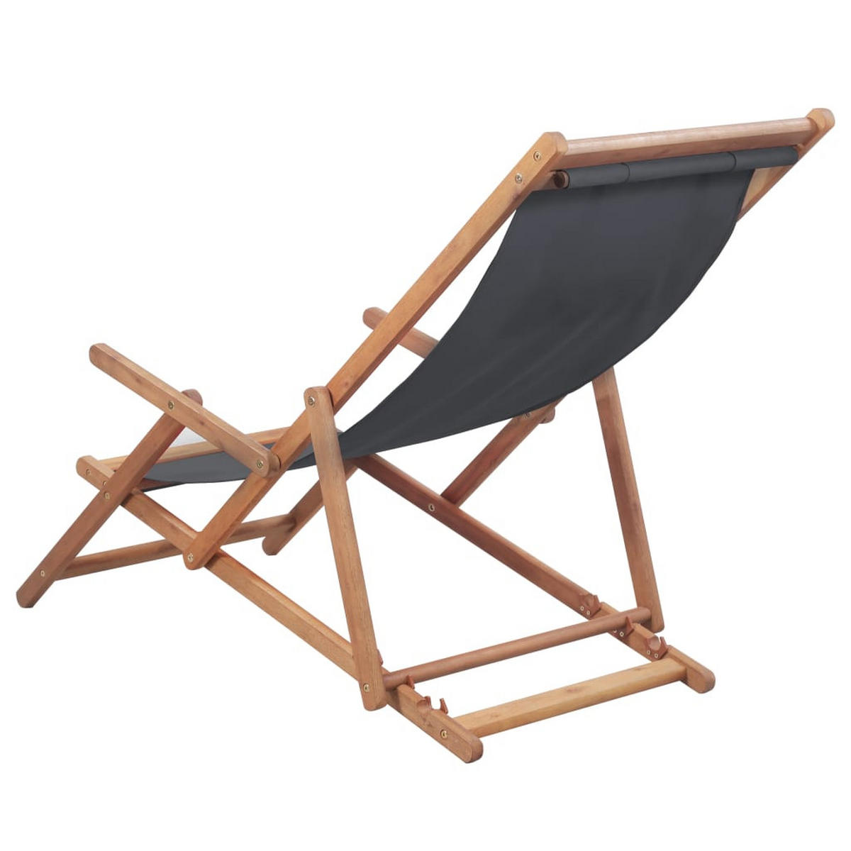 KLAPPBARER Strandstuhl Stoff Und Holzrahmen Grau - Grau, Holz (60/95/127cm) - vidaXL