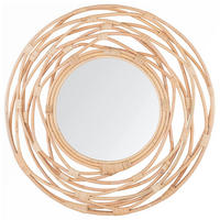 WANDSPIEGEL Rattan natürlich 75 cm Burgis - Beige/Naturfarben, Naturmaterialen (75/75/3cm) - Beliani