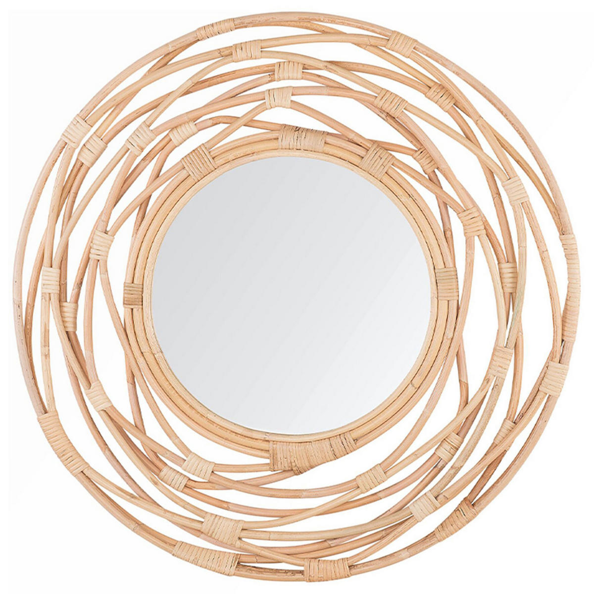 WANDSPIEGEL Rattan natürlich 75 cm Burgis - Beige/Naturfarben, Naturmaterialen (75/75/3cm) - Beliani