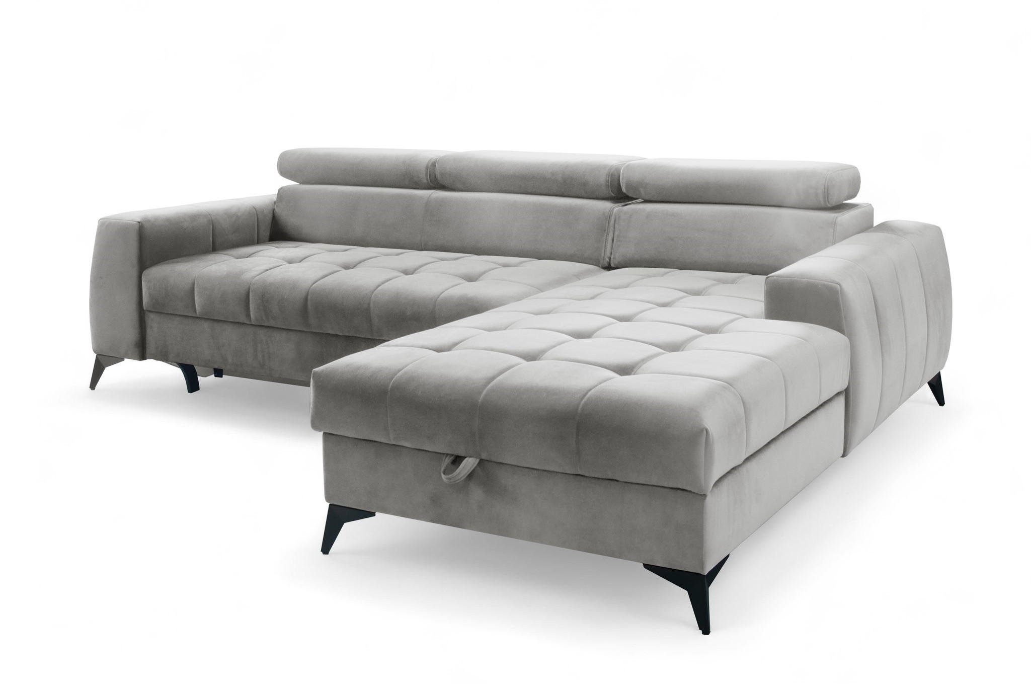 ECKSOFA Agnesa Xs In Salvador - Hellgrau, Holzwerkstoff/Textil (260/200cm) - Fun Möbel