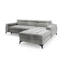 ECKSOFA Agnesa Xs In Salvador - Hellgrau, Holzwerkstoff/Textil (260/200cm) - Fun Möbel