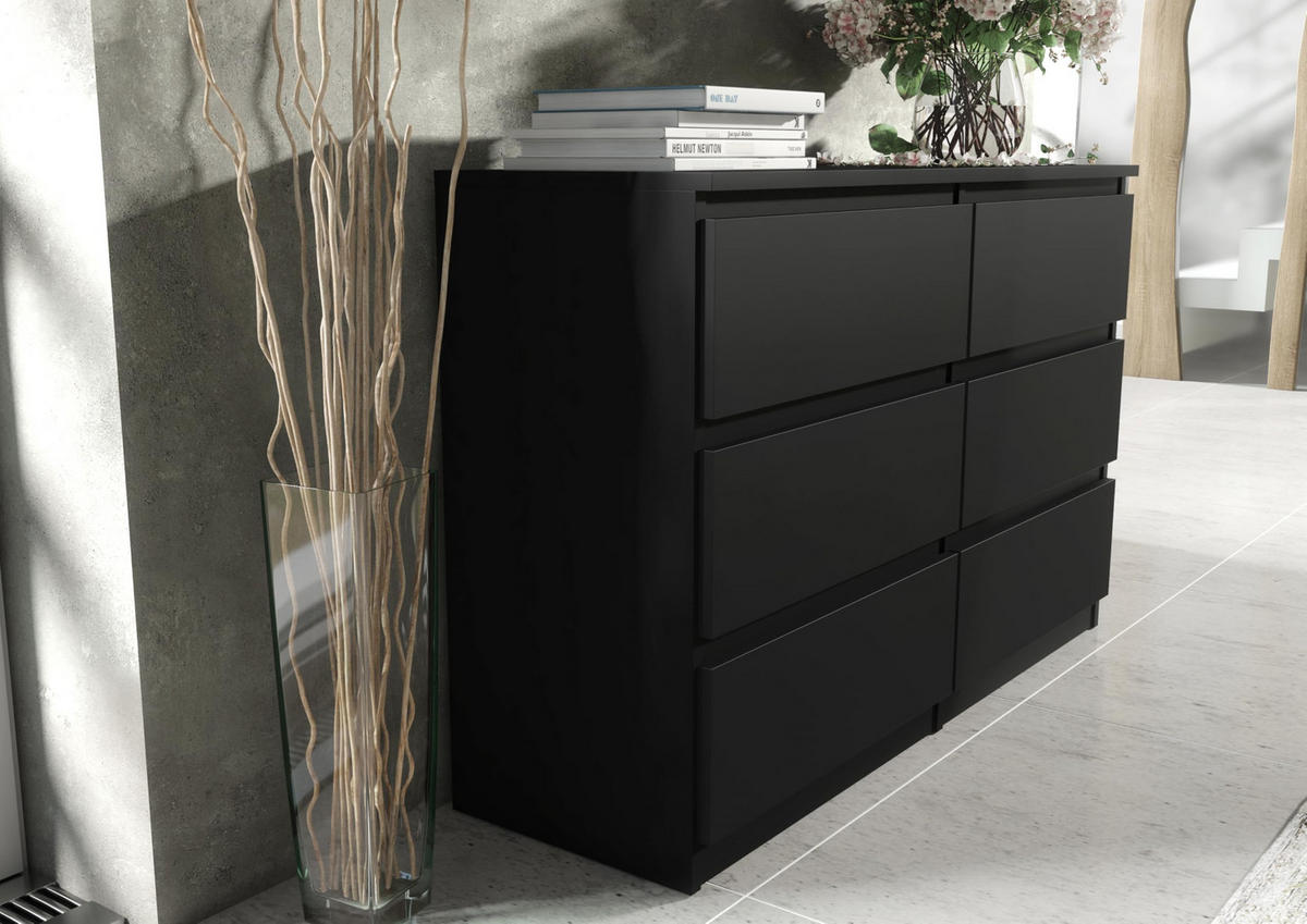 KOMMODE 120 Schwarz 120x78,5x39 cm - Schwarz, Holzwerkstoff (120/78.5/39cm) - Mobelsta