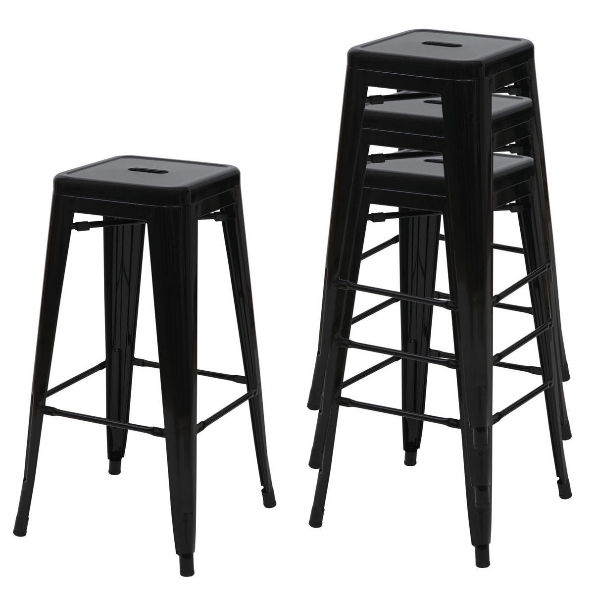 BARHOCKER METALL Schwarz 4er-Set - Schwarz, Metall (43/77/43cm) - MCW