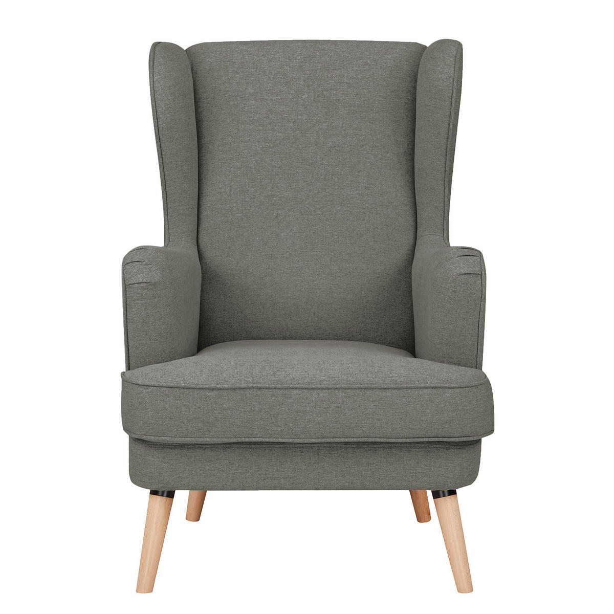 OHRENSESSEL - Beige/Grau, Holz/Birkenholz (73/107/96cm) - home24