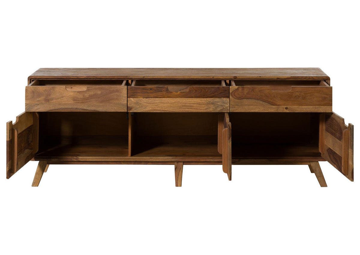 SIDEBOARD Sheesham 180x40x65 natur sandgestrahlt lackiert MALMÖ 2 #231 - Braun, Holz (180/65/40cm) - Massivmoebel24
