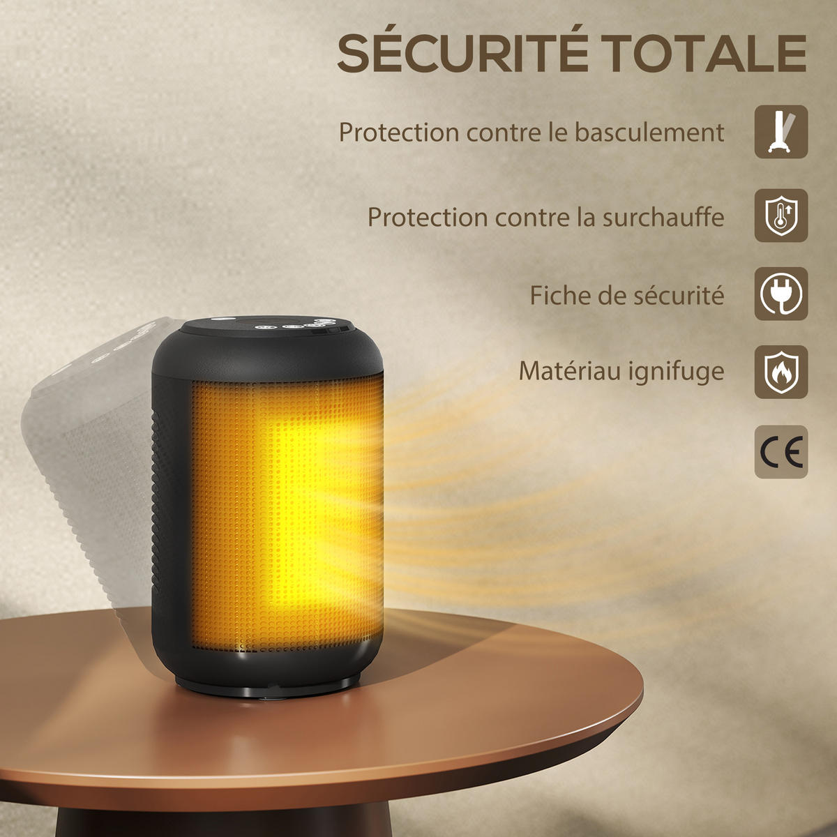 HEIZLÜFTER DE-17068 PTC-Keramik 1500 W Schwarz - Schwarz, Kunststoff (14/21.5/14cm) - ComfortXL