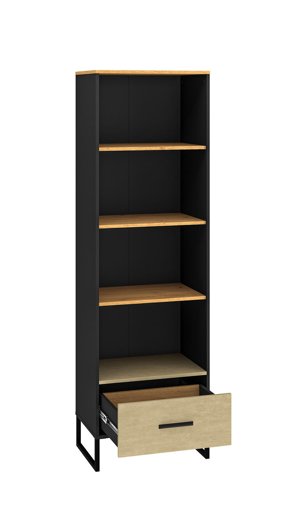 BÜCHERREGAL Colt schwarz / Craft Gold Eiche / Premium Steel 58 / 40 / 190cm - Grau, Holz/Holzwerkstoff (58/190/40cm) - Feldmann-Wohnen