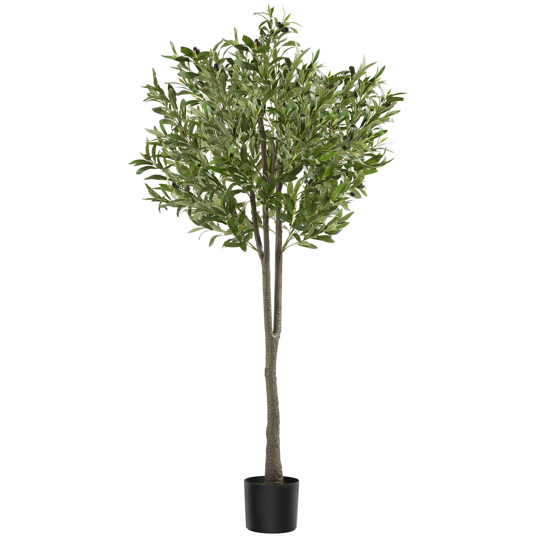 KÜNSTLICHER-OLIVENBAUM Oleand,stabiler Kunststoff-Blumentopf,grün - Grün, Kunststoff (150cm) - tectake