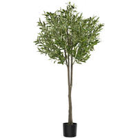 KÜNSTLICHER-OLIVENBAUM Oleand,stabiler Kunststoff-Blumentopf,grün - Grün, Kunststoff (150cm) - tectake