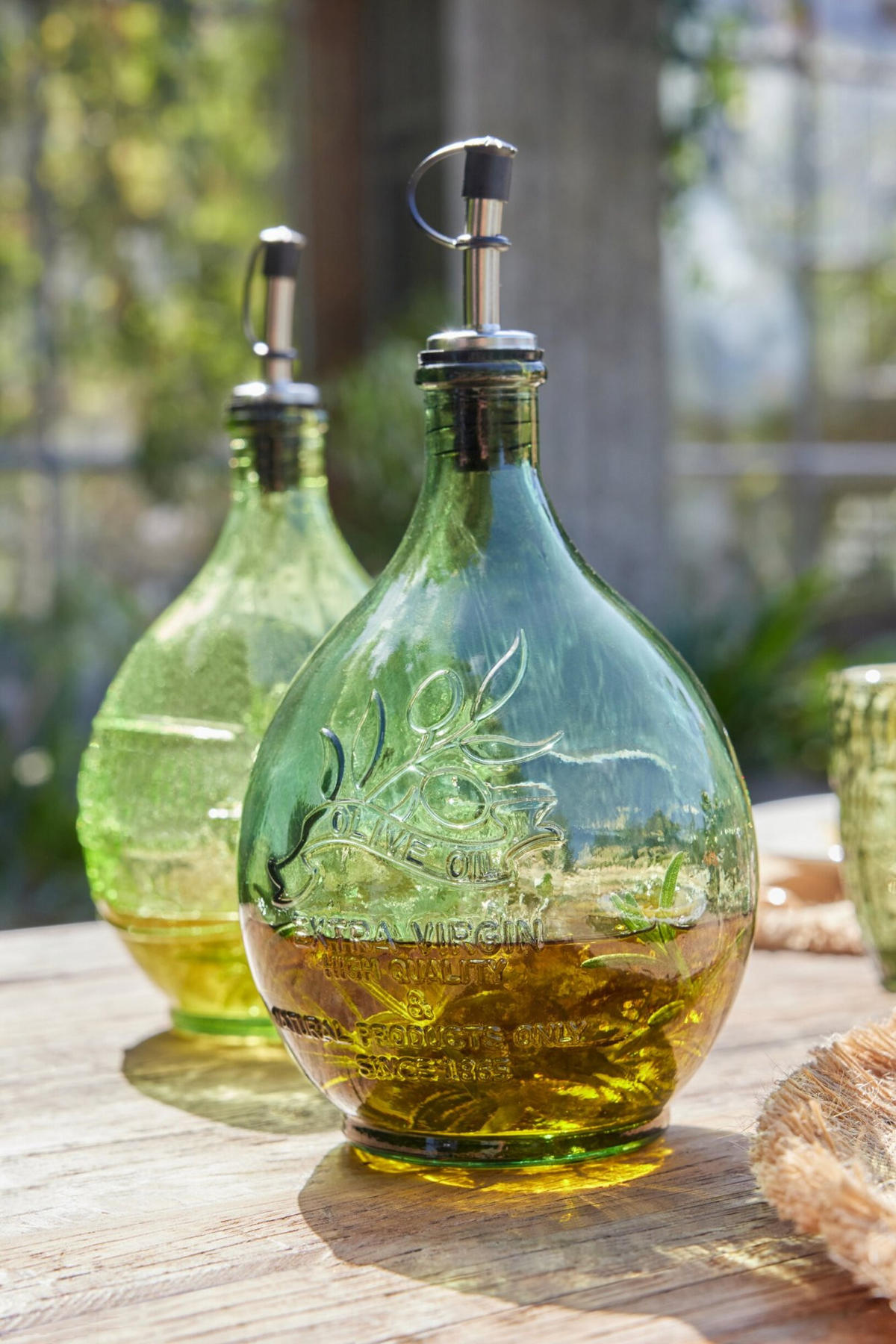 DEKOOBJEKT FLASCHE RUND - Grün, Glas (12.5/24/12.5cm) - J-Line
