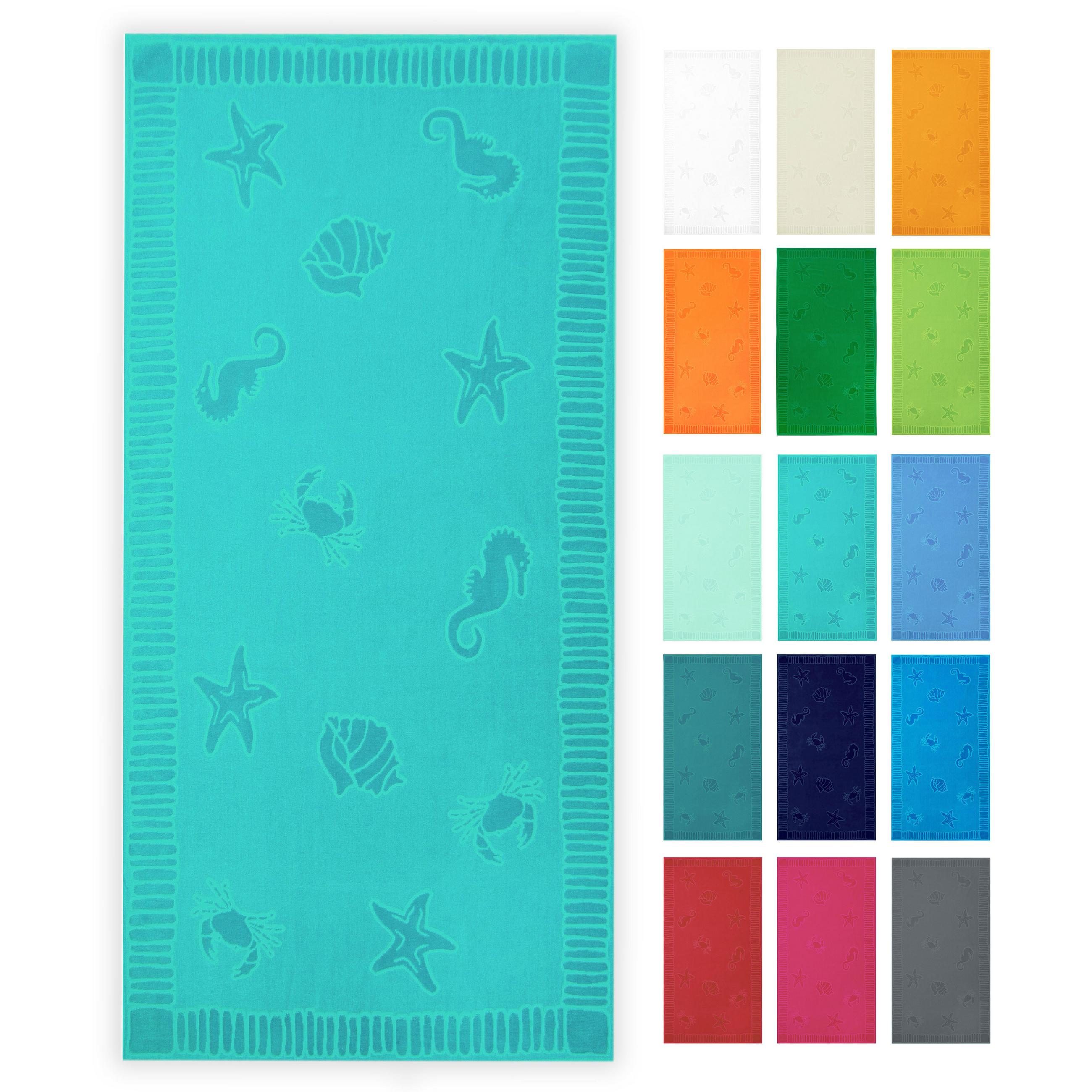 STRANDTUCH, 100x200 cm, 100% Baumwolle, Grün - Türkis, Textil (100/200cm) - Zollner