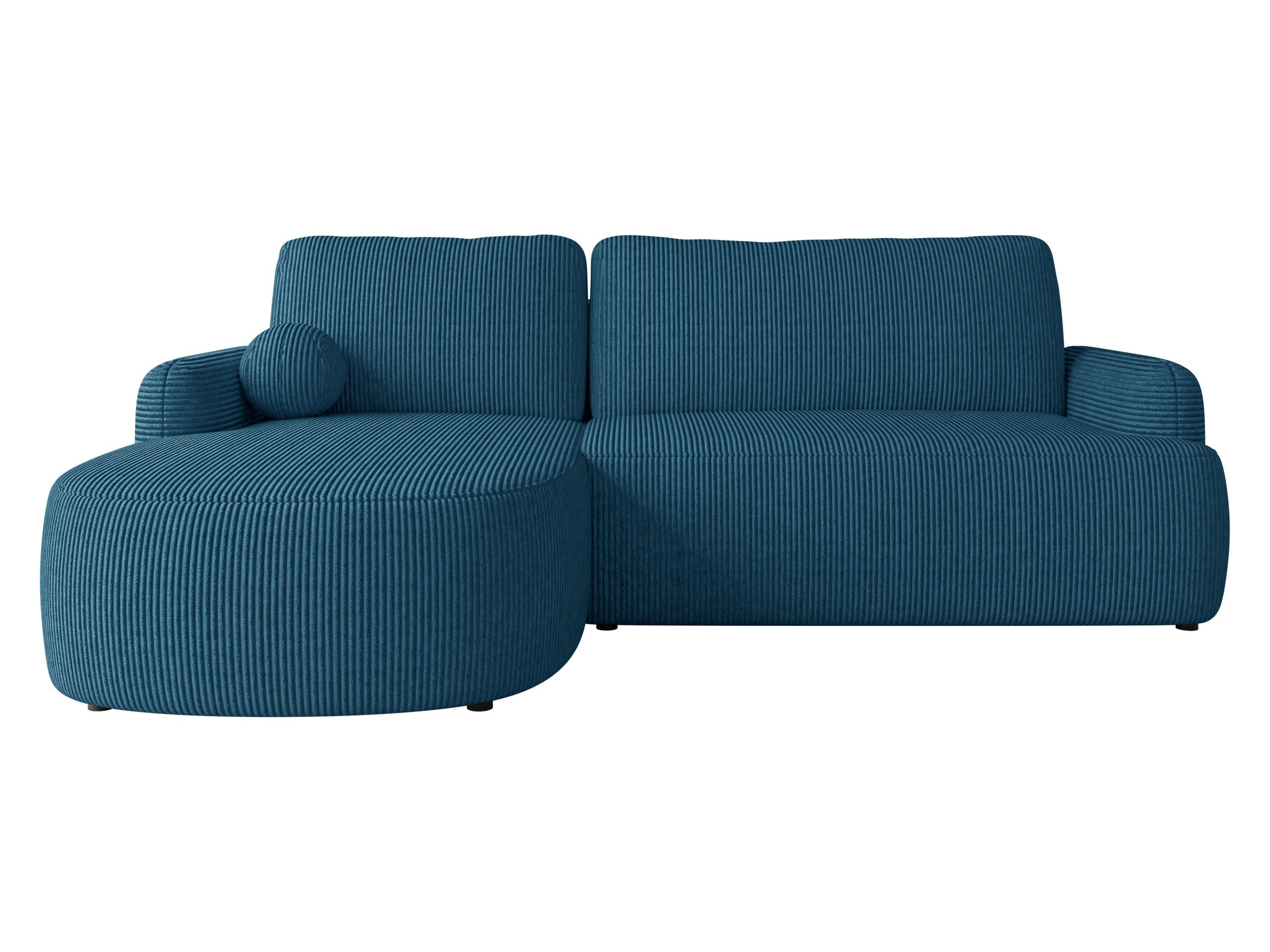 ECKSOFA Loridu Cord, Seite: Links - Blau/Schwarz, Holz/Kunststoff (250/174cm) - MIRJAN24