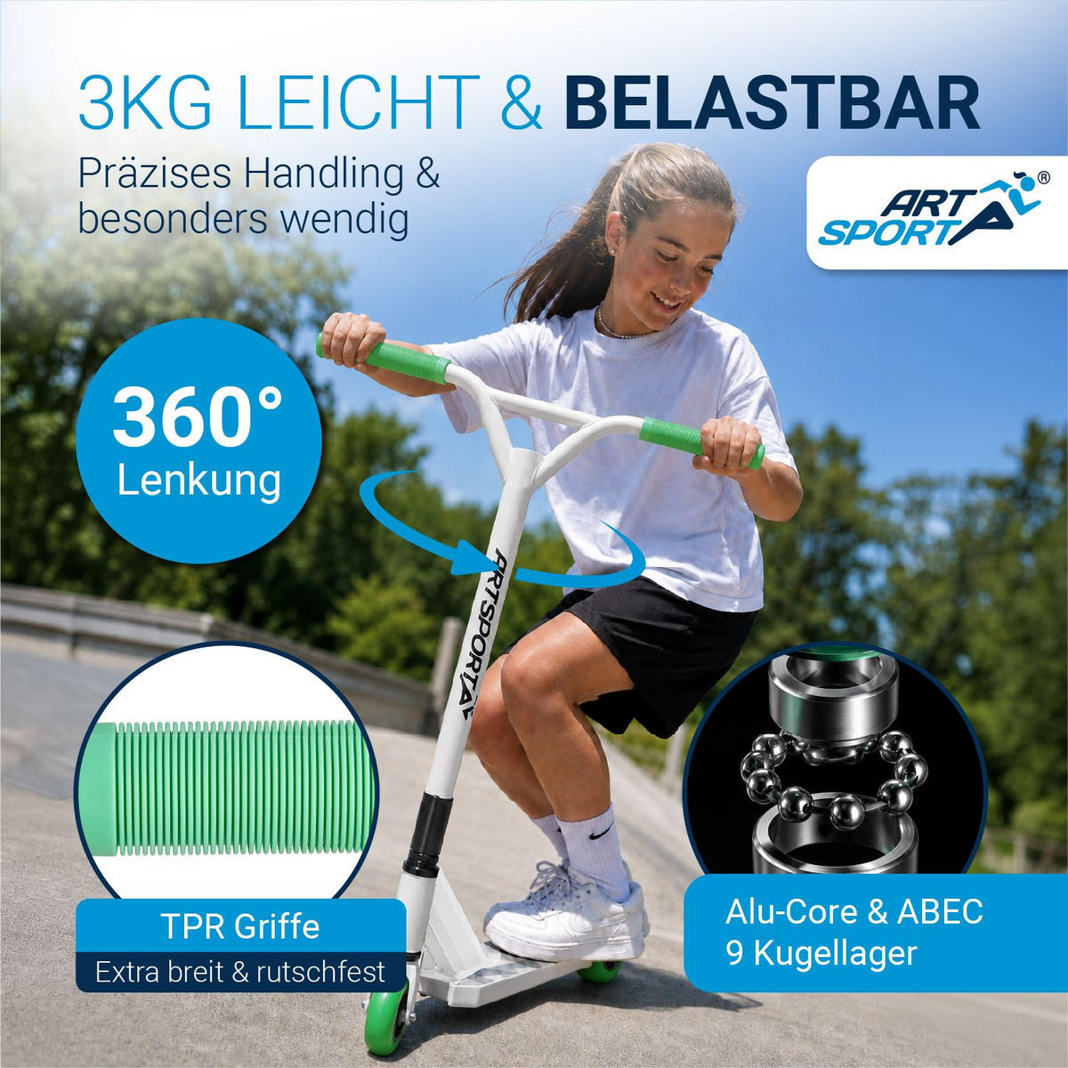 STUNTSCOOTER Futuristic - Weiß, Metall (66/47/84cm) - Artsport
