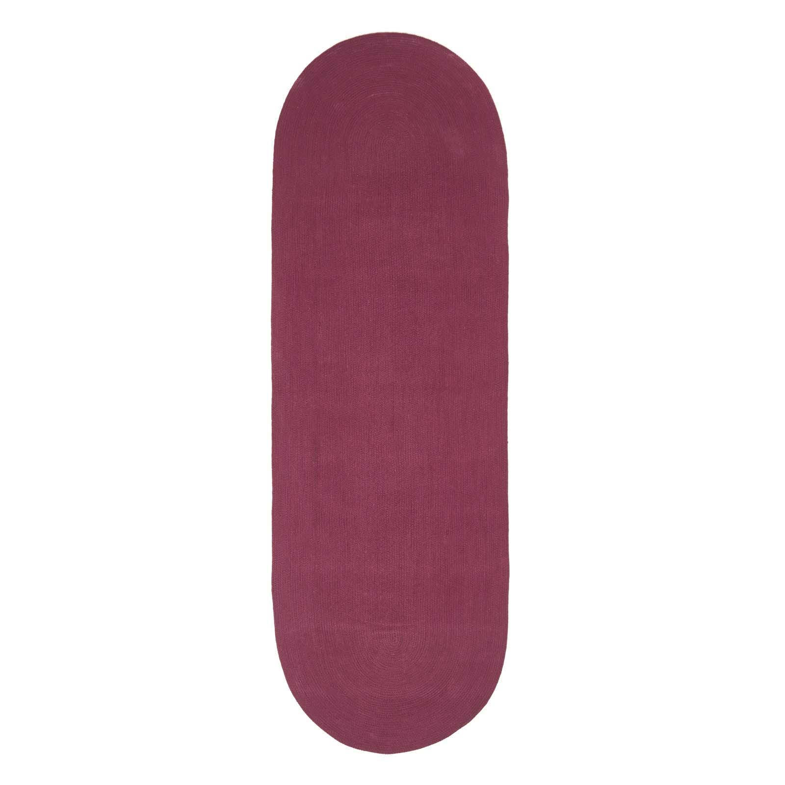 TEPPICHLÄUFER geflochten oval 66/200 cm - Weinrot, Textil (66/200cm) - Homescapes