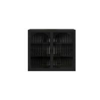 KÜCHENOBERSCHRANK 70x23x60 cm Schwarz aus Metall & Glas mit gewebtem Design & 3 Ablagen - Schwarz, Glas (70/60/23cm) - Modfu